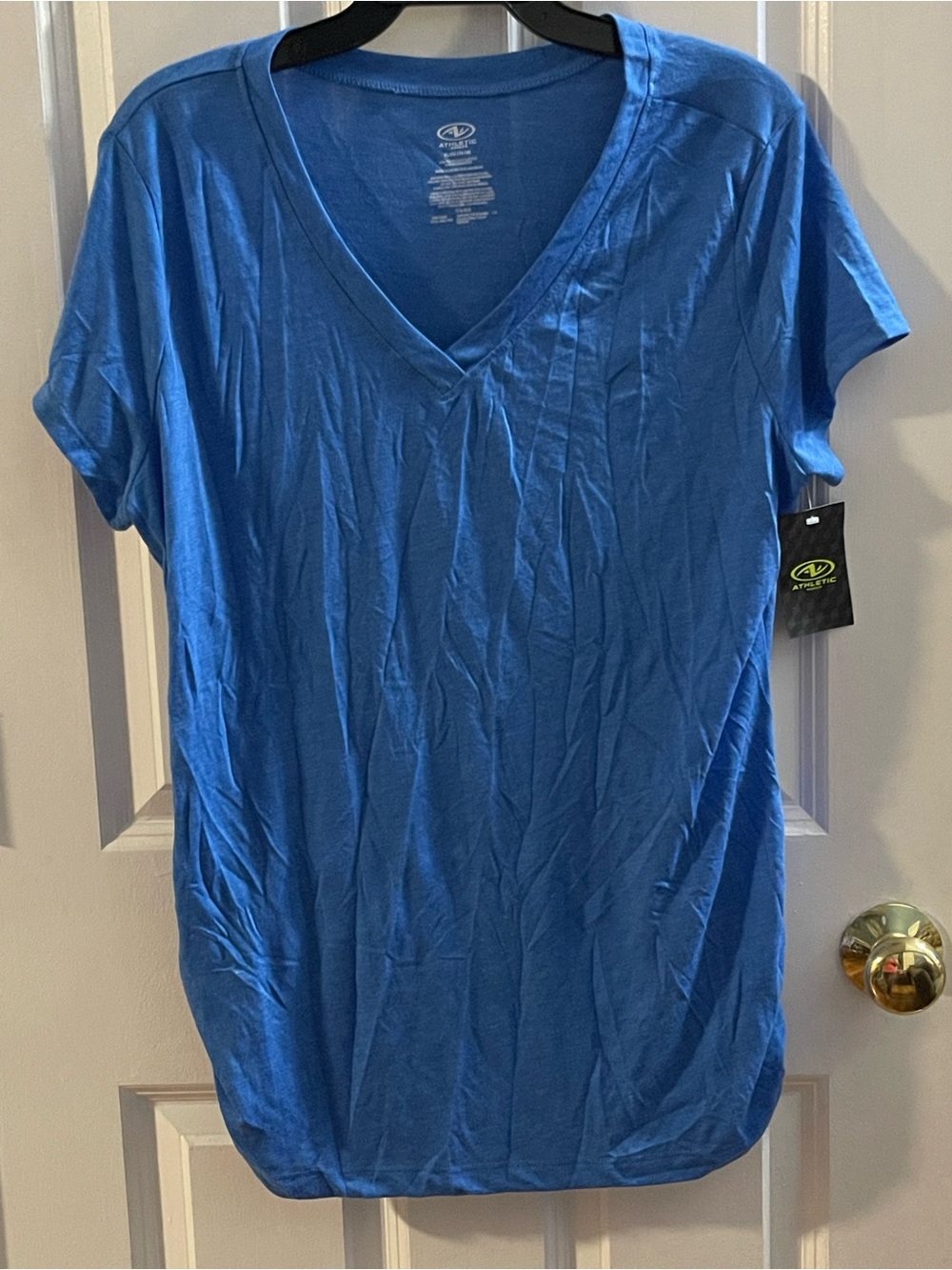 Athletic Works Blue Women's V-Neck Short Sleeve Tee